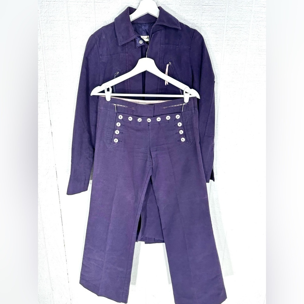 BCBGMaxAzria collection 2 piece coat and pant set purple size XS